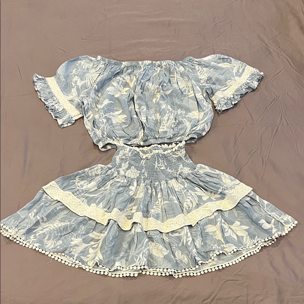 Surf Gypsy Blue Floral Mini Skirt Set